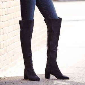 J.Crew Black Suede Over the Knee Boots